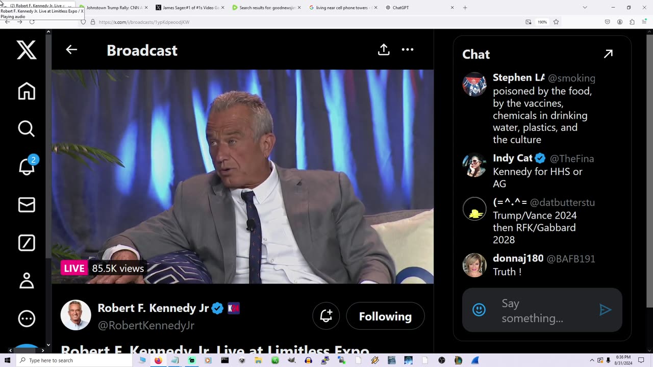 RFK Jr is beautiful to behold... Also I crush live chat again