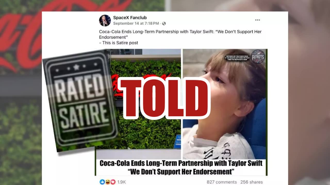 Fact Check: Coca-Cola Did NOT Cut Ties With Taylor Swift After She Endorsed Kamala Harris -- Satire