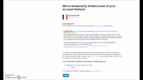 Opinion not allowed by twitter