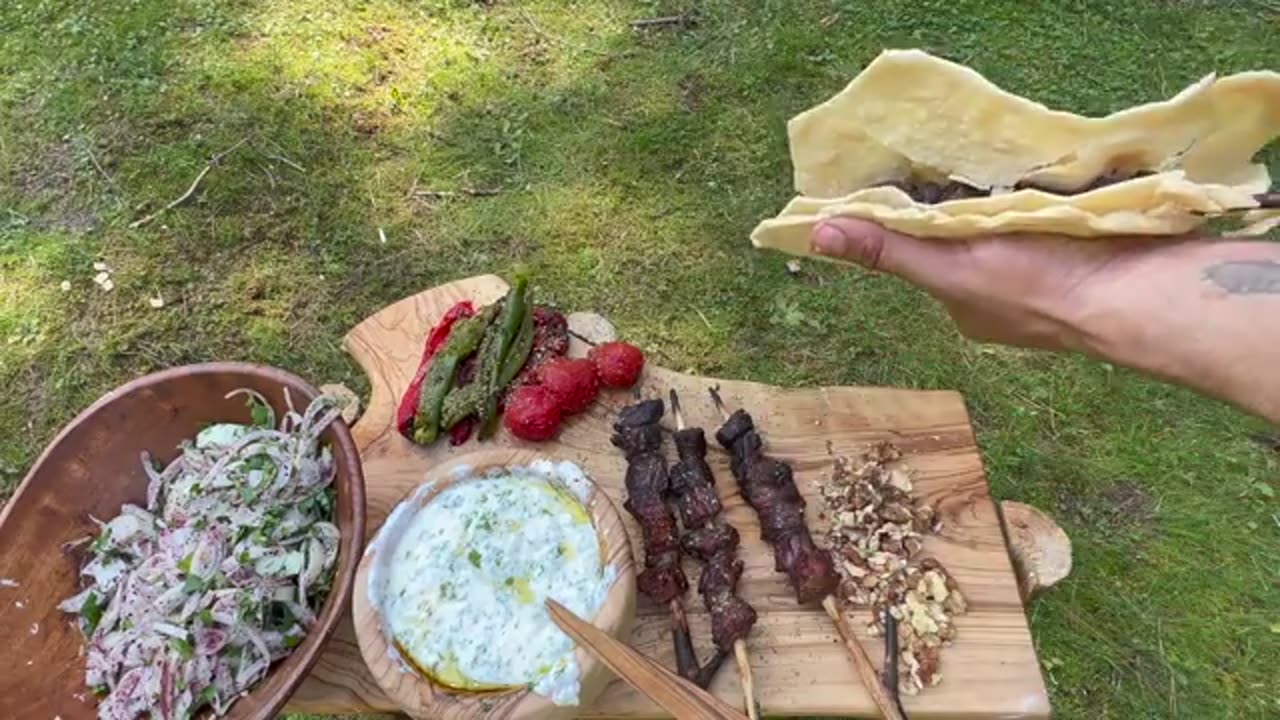 Shish Kebabs on the Swedish Torch 🥩 | Shish Kebabs Cooked in Swedish Torch | İsveç Ocağı