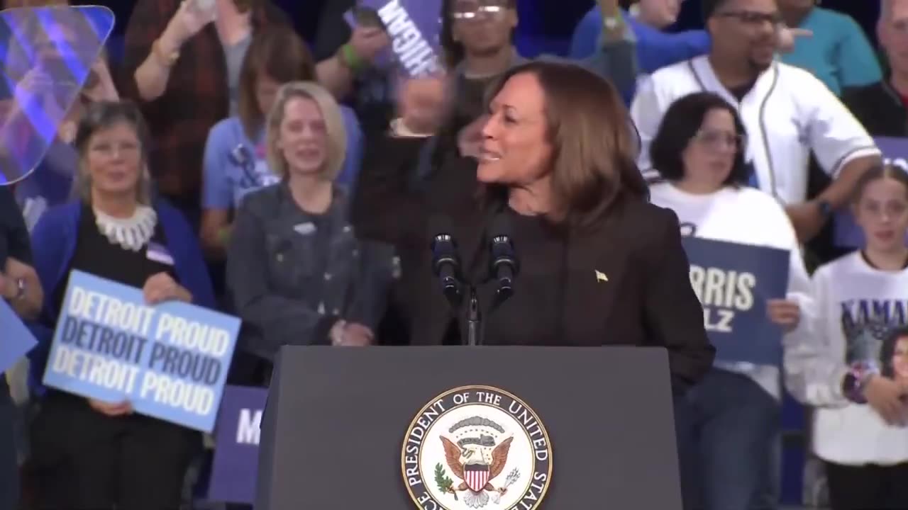 Kamala Harris Begins Screaming and Flailing Around Stage While Speaking in Detroit