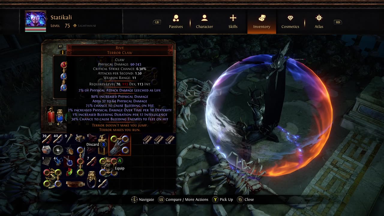 POE SSF Crucible Unique Terror Claw Rive