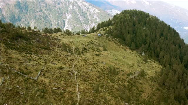 aerial view of the beautiful mountains and woods in gerola alta lombardy italy