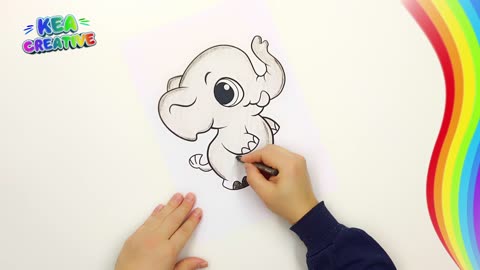 Elephant -How to coloring Elephant oil pastels step by step ❤️ @KeaCreative2