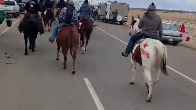 At Least 300 Cowboys Arrive To Support The Truckers Convoy Protest