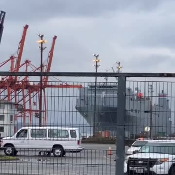 Protesters obstruct the US military vessel from loading supplies for Israel is continuing