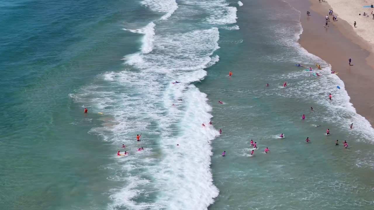 Drone 4K, Nippers at the Nobby’s Beach Surf Life Saving Club