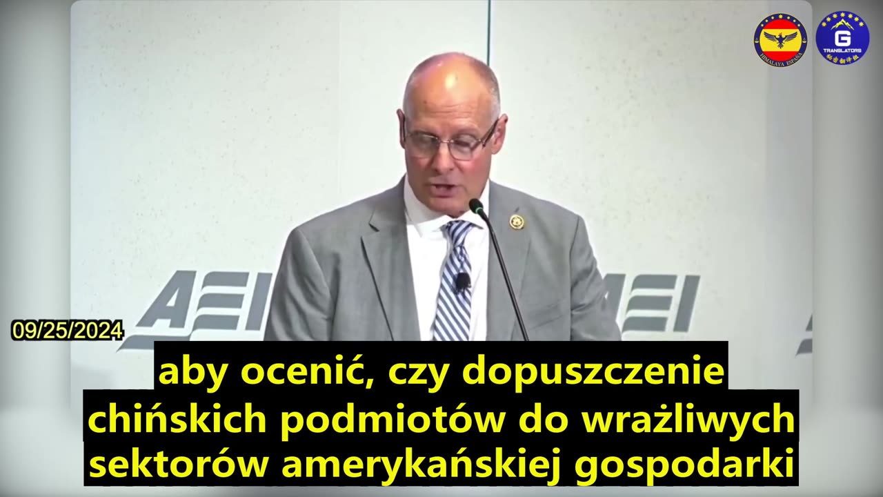 【PL】John Moolenaar proponuje trzy kroki naprzód przed naładowanymi broniami KPCh.