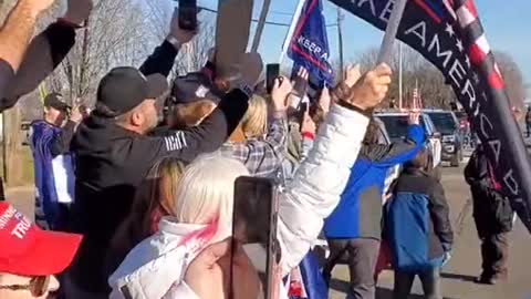 Trump Supporters Line the Street to Welcome Mr 81 Million Vote Recipient Sleepy Joe in Minnesota