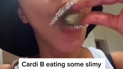 Cardi B eating some slimy okra