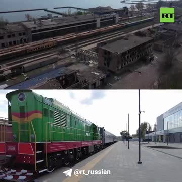 Mariupol train station before and after reconstruction