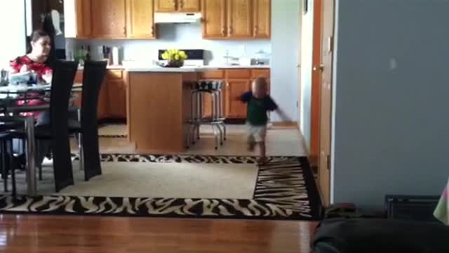 Ninja Cat Dropkicks Sprinting Toddler