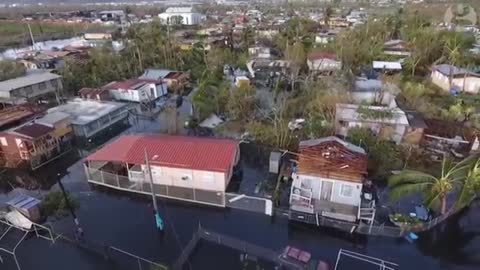 Drone footage shows flooding in Puerto Rico after Hurricane Maria