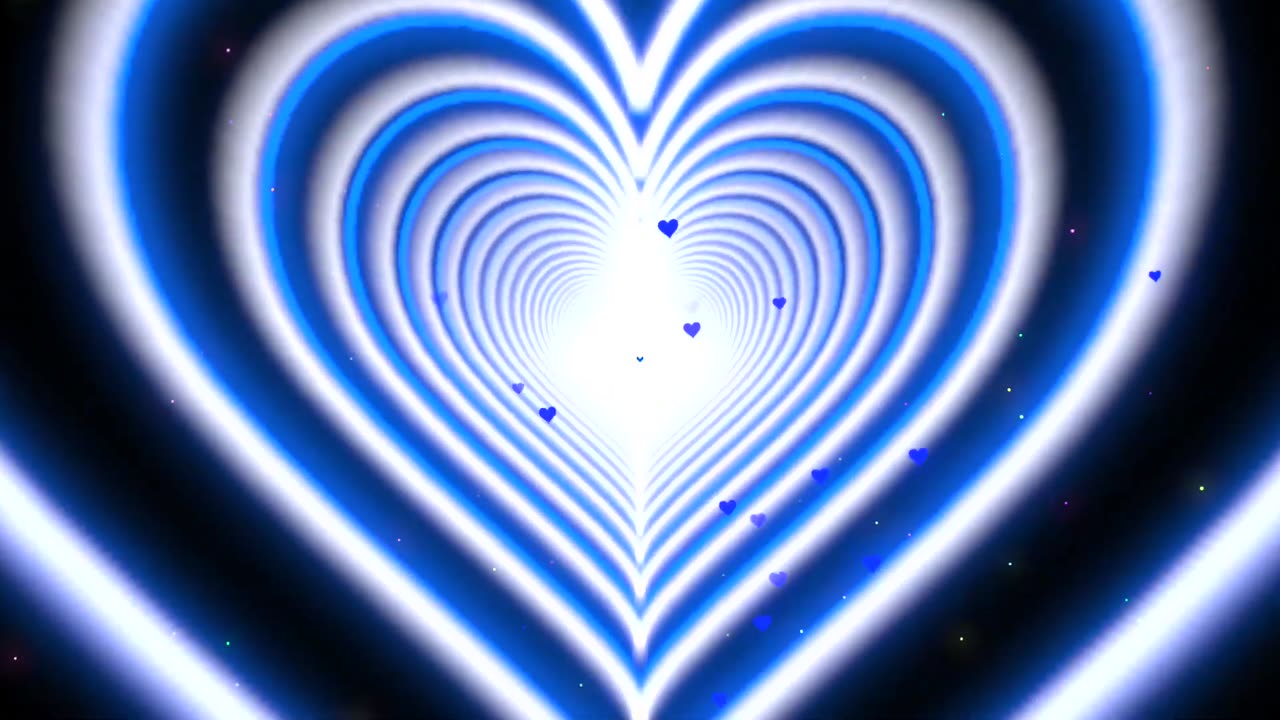 1032. Blue Heart Animation💙Neon Lights Heart Background - -Heart