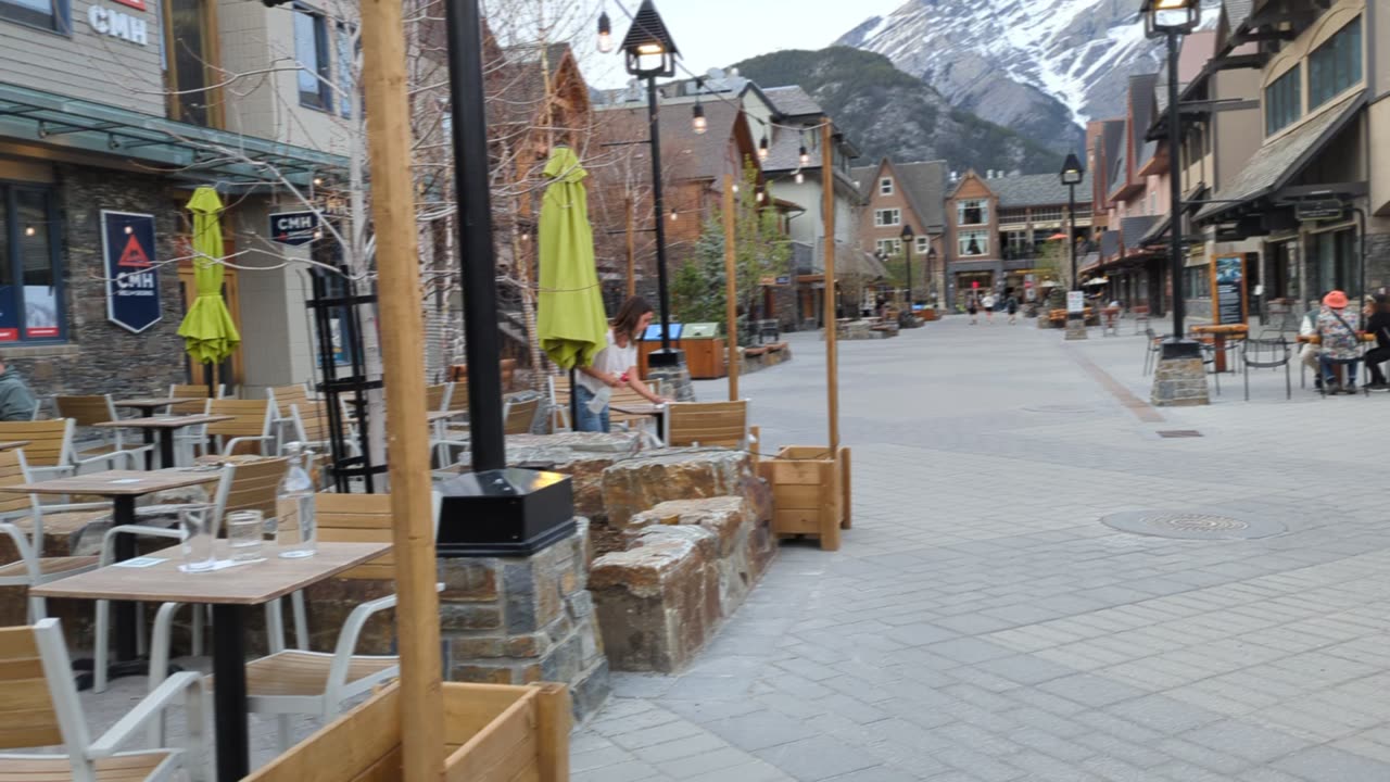 Walking through Banff, Alberta.