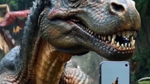 Dinosaur taking selfie