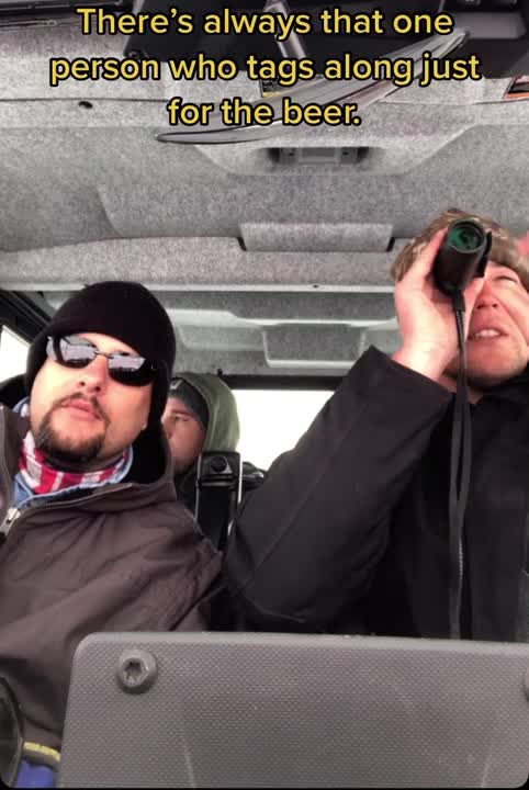 Coyote hunting in the deep Oregon snow. Just here for the beer.