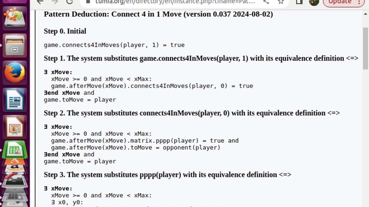 Pattern Deduction for Connect 4 in 1 Move (AI version 0.037 2024-08-02) - Steps 0 to 3.