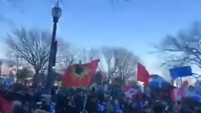 Quebec City - crowd assembled in front of the National Assembly to oppose COVID-19 mandates