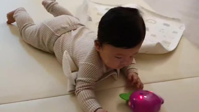 the crawling baby.