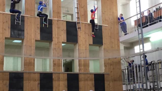 Russian Firefighters Compete in Ladder Climbing Competition
