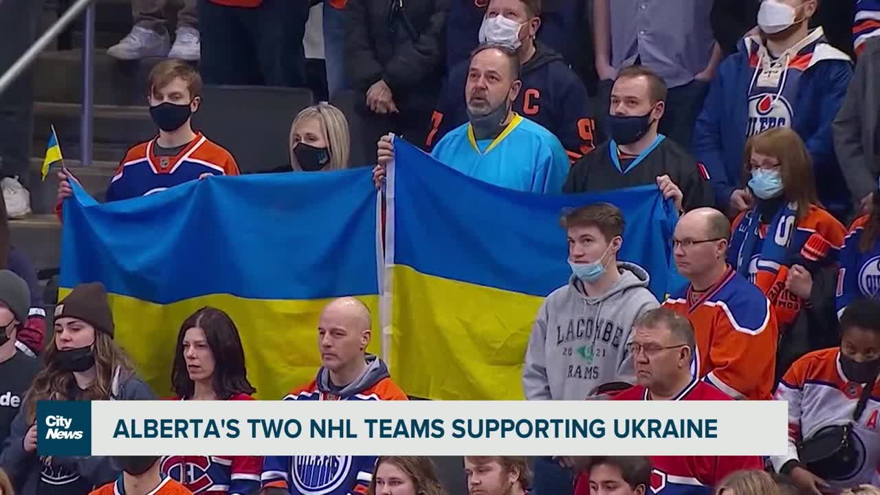 Alberta’s NHL teams show support for Ukraine