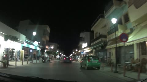 Driving in Malia at night