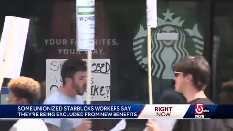 Unionized Starbucks employees say they're excluded from new benefits