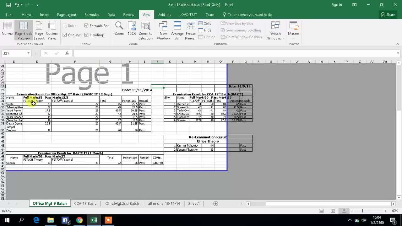 how to print large excel sheet in one page