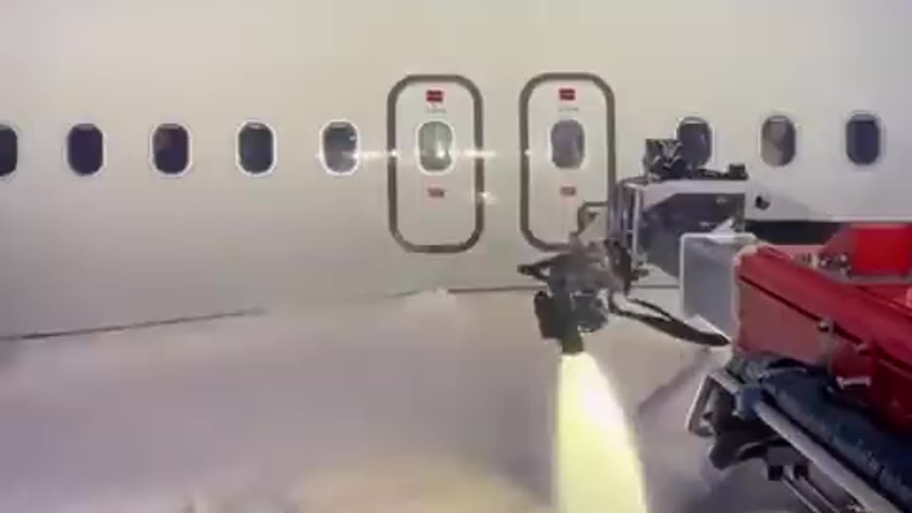 De-icing an aircraft before take off! It’s an oddly satisfying process to watch ❄️