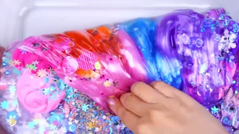 Frozen Galaxy slime Mixing Random cute shiny things into slime # ASMAR #Slimevideo # SLIME