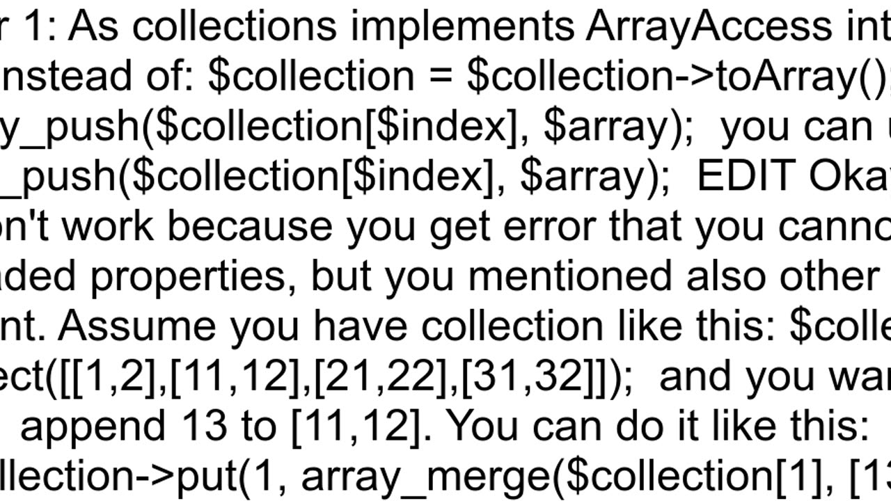 Laravel 52 Push onto deeper indexed arrays within a Collection