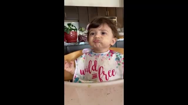 Baby girl dislikes avocado, throws adorable mini tantrum #Shorts