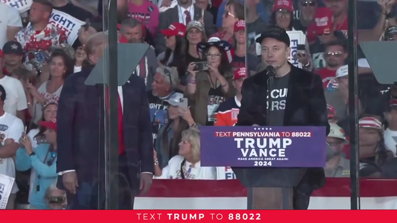 Elon Musk delivers remarks in Butler, PA trump rally