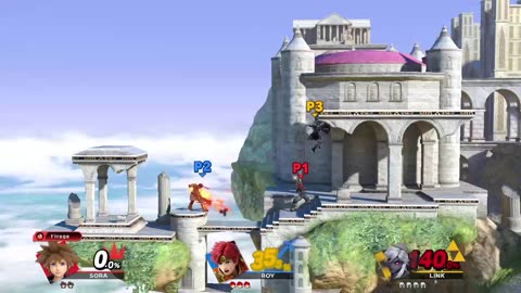 Sora vs Roy vs Link on Temple (Super Smash Bros Ultimate)