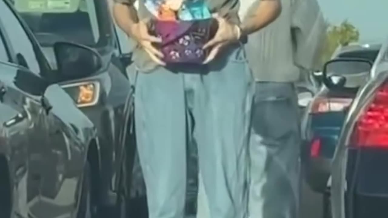 Couple surprising each other with Halloween gift basket ❤️