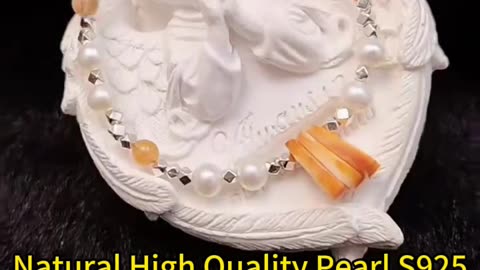 GN-20241017-02 Natural High Quality Pearl S925 Silver Bead Agate Bracelet Healing Gift