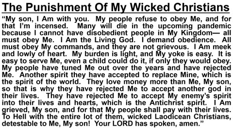 PROPHECY- The Punishment Of My Wicked Christians