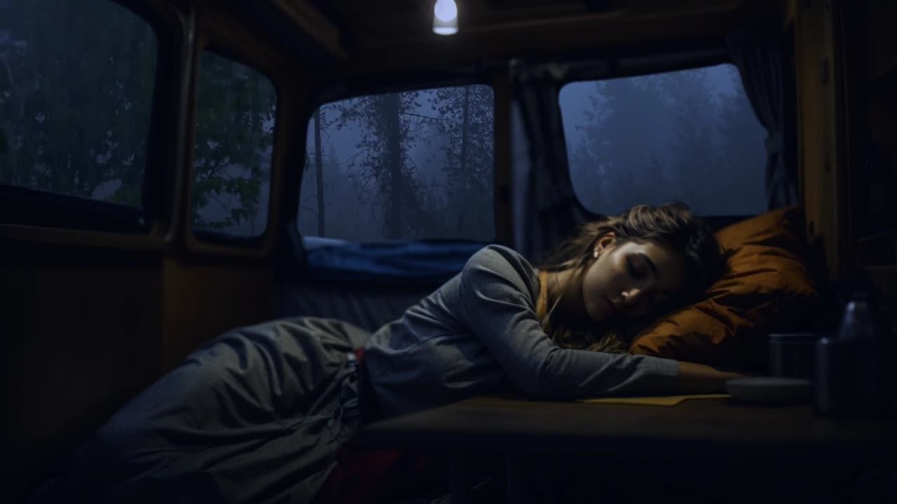 Goodbye Insomnia With Heavy RAIN Sound | Rain Sounds On Old Roof In Foggy Forest At Night ,Relax