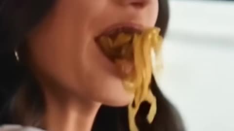 walmart brainrot ad, but eating spaghetti instead