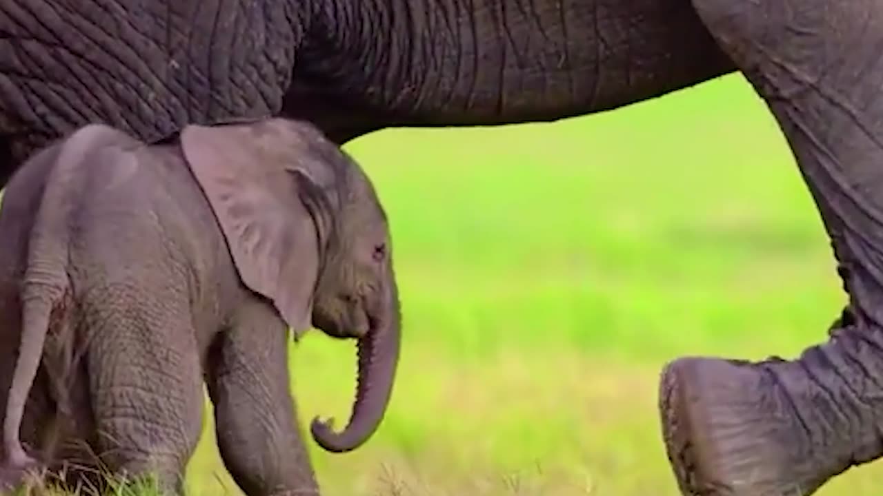 Poor thing! The baby elephant was thirsty and trying to drink, only to be rejected by its mother.