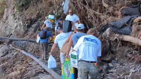 Americans hiking to bypass FEMA and get to others in need. ❤️ Doesn't get more
