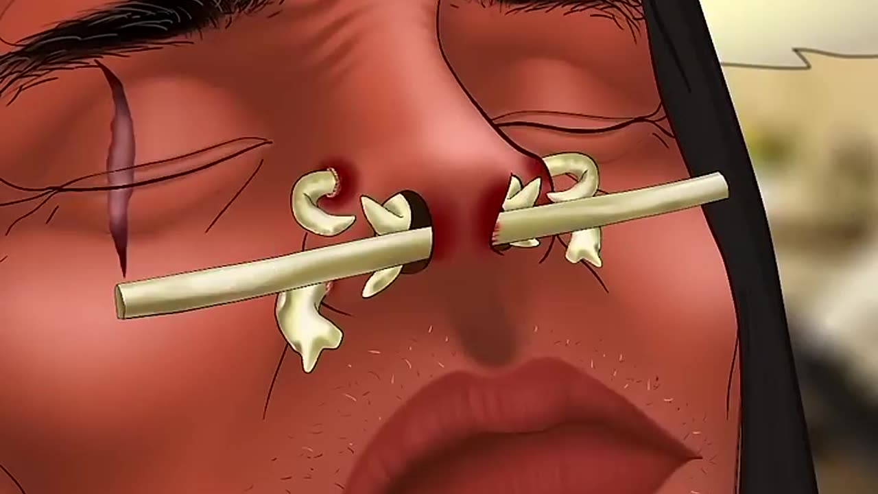 ASMR Remove nose piercing with stone ax