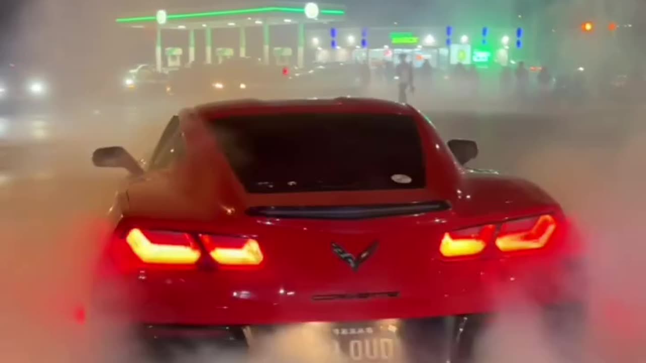 Corvette drifting into donuts