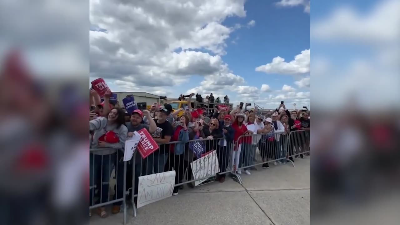 Donald Trump welcomed by supporters chanting "Fight!" in Detroit