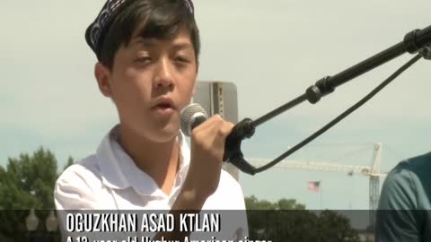 "America the Beautiful" by Oguzkhan Asad Ktlan at "Stop the Genocide Games" rally in DC