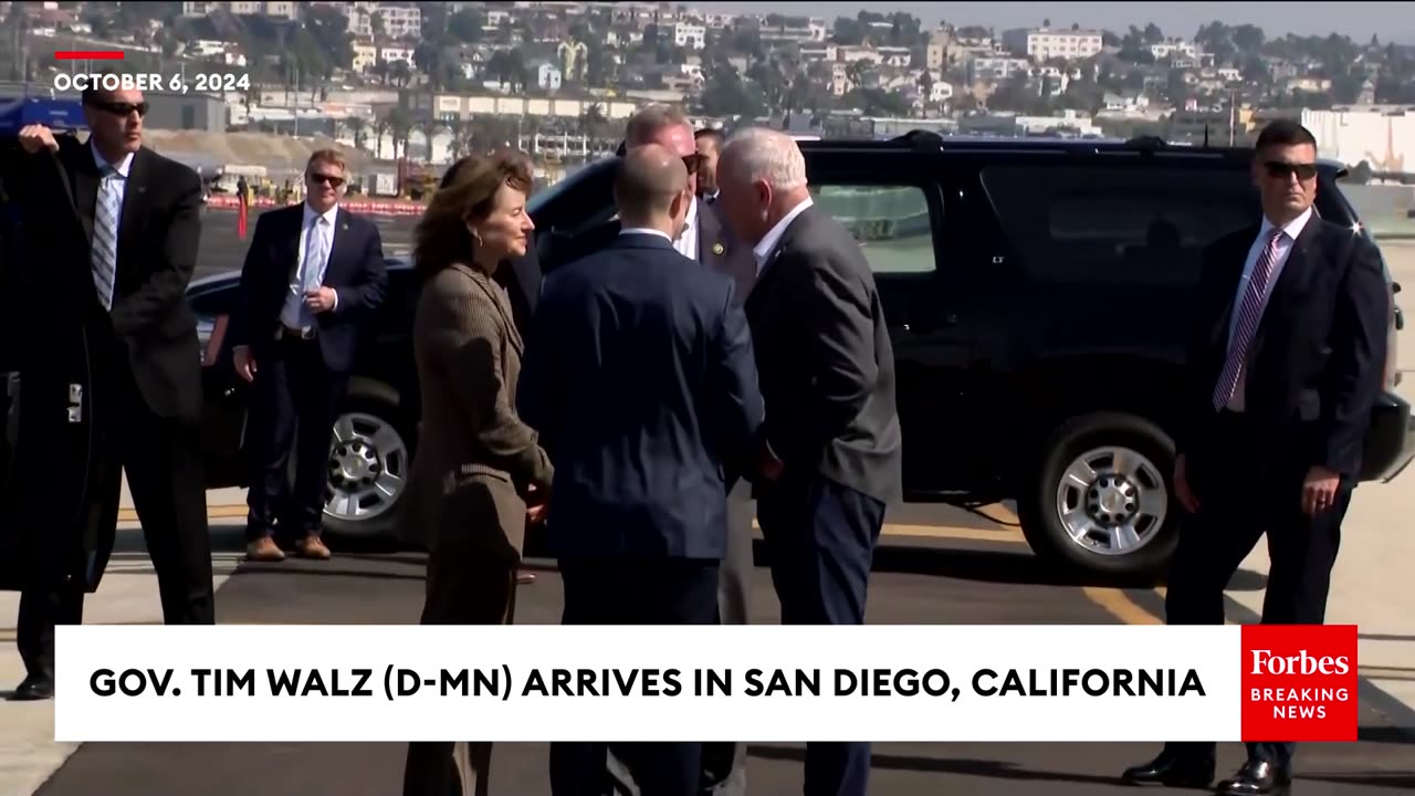 Minnesota Governor Tim Walz Arrives In San Diego, California