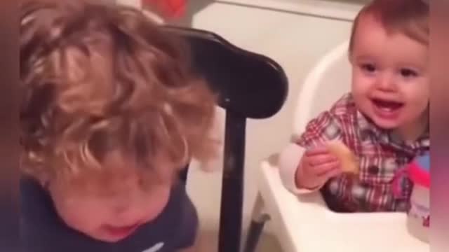 Funny Baby Wants the Whole Cake