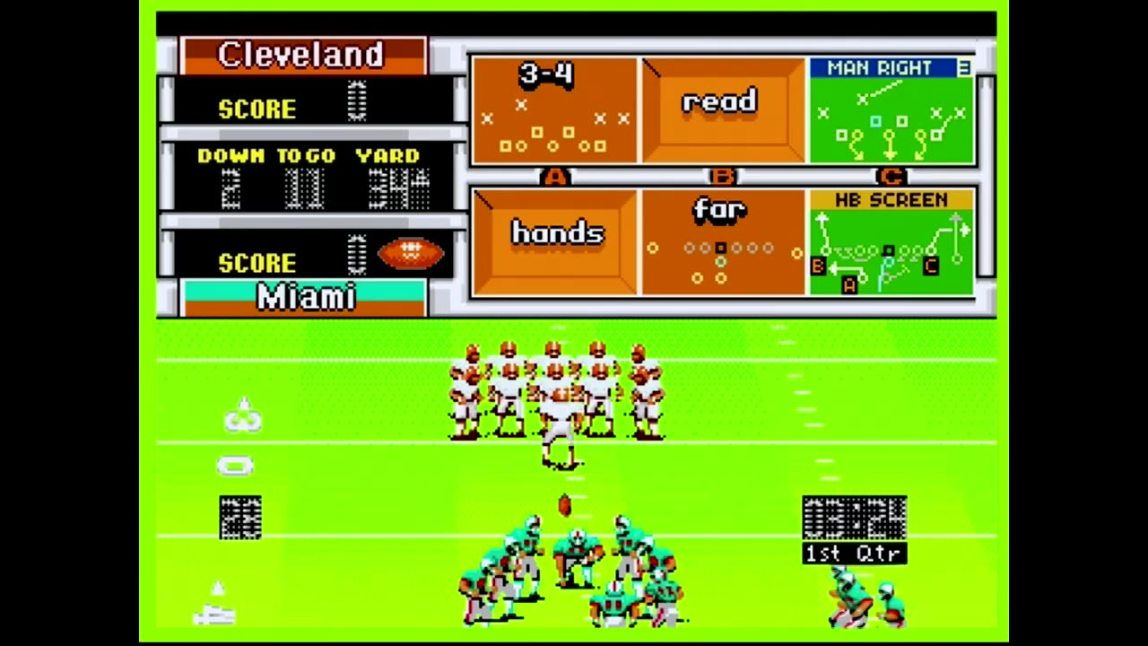 Madden92 (Sega Genesis) Cleveland vs Miami Part1