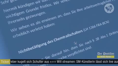 GEOINGEGNERIA - GERMANIA: UN PILOTA LICENZIATO (COMPAGNIA AEREA LUFTHANSA) PER ESSERSI RIFIUTATO ALLE IRRORAZIONI (testo tradotto in descrizione)